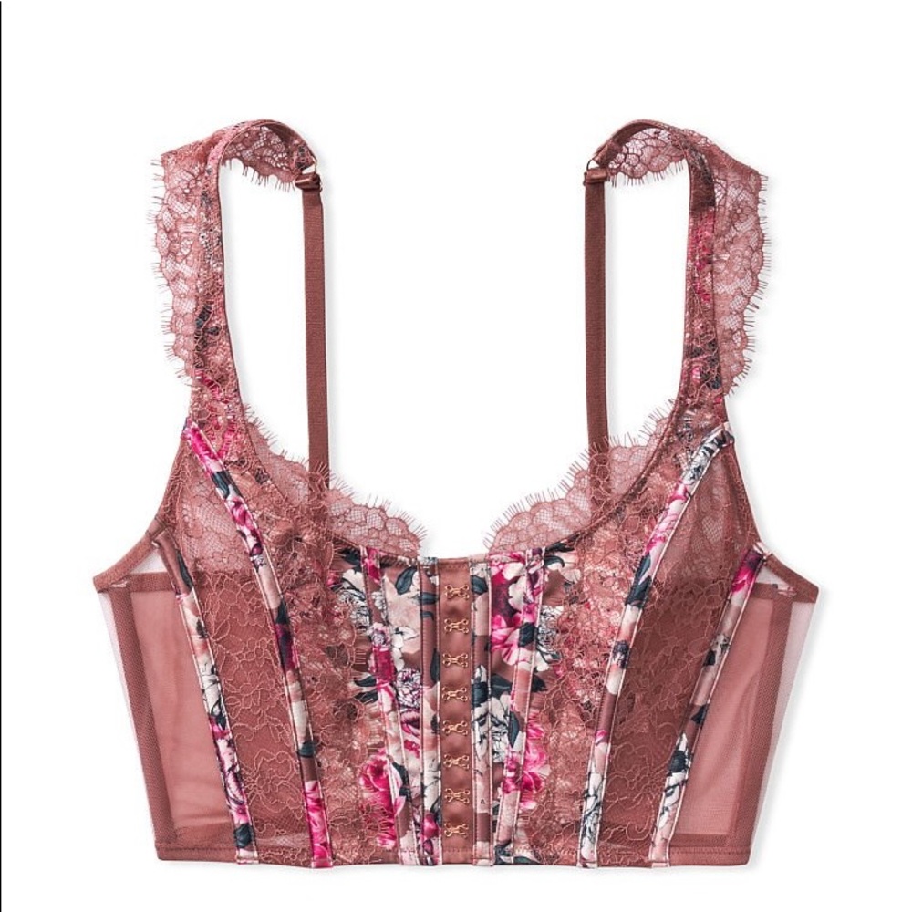 VICTORIAS SECRET ANGELS FLORAL BUSTIER CORSET